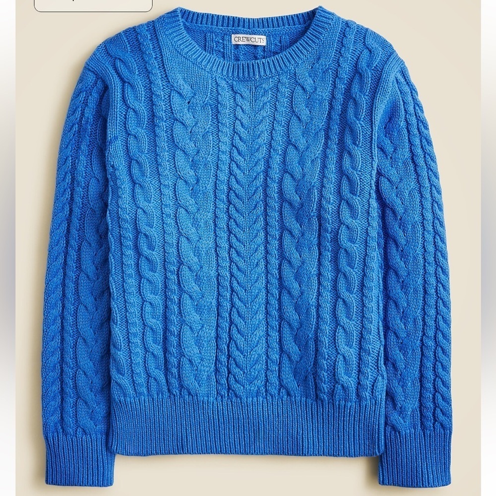 J crew blue Kids' cable-knit crewneck sweater